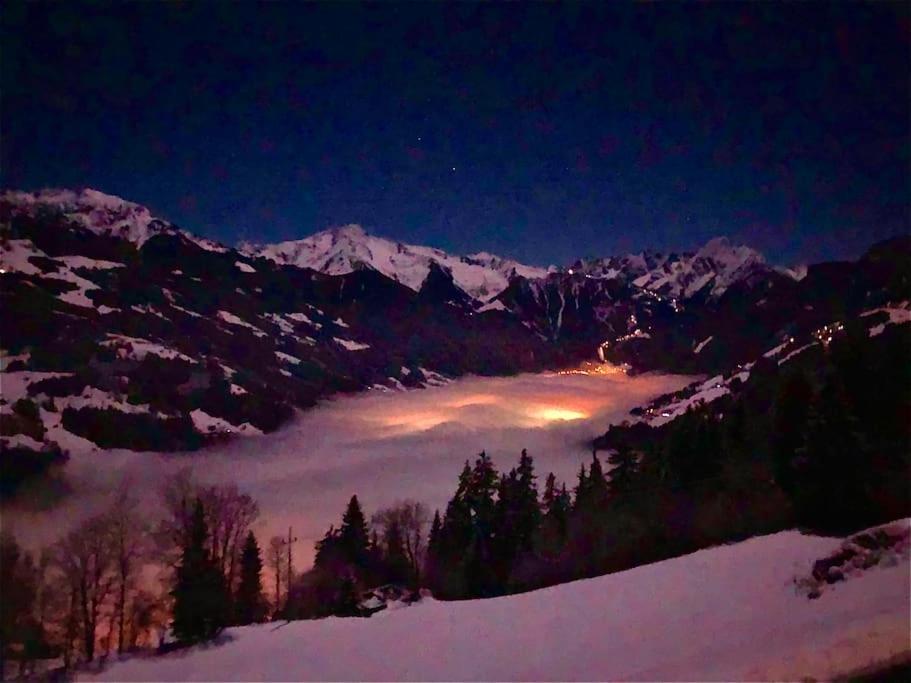 Ferienhaus Zillertal Panorama Blick Balkon Sauna Zellberg Exterior foto